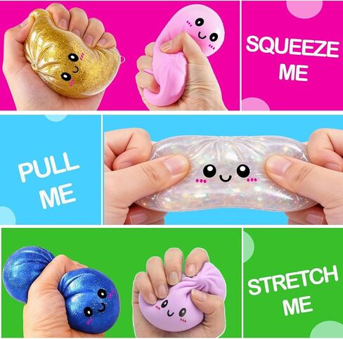 4 Pack Dumpling Squishy Glitter Dumpling Sugar Squishies Box Balls Random Color for Anxiety Relief Fidgets Squeeze Stress Relief Fidget in Saudi Arabia