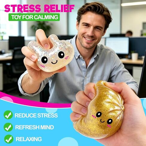 4 Pack Dumpling Squishy Glitter Dumpling Sugar Squishies Box Balls Random Color for Anxiety Relief Fidgets Squeeze Stress Relief Fidget in Saudi Arabia