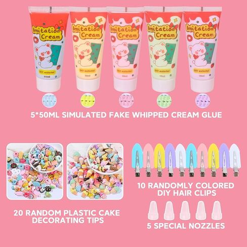 5 Pcs 50g Fake Whipped Cream Glue Toys Decoden Cream,Charm Craft Resin Decoration for Phone Case Making Craft DIY, Hair Accessories, Decoration in Saudi Arabia