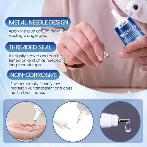 3.4 Oz Jewelry Glue for Metal and Stone, Bead Glue, Jewlery Glue with Precise Pointed Tip, Quick-Drying and Transparent, Suitable for Gluing Jewelry and Crafts, Clear, Fine Tip in Saudi Arabia