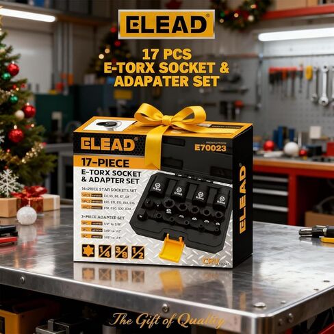 مجموعة مقابس E-Torx المقلوبة مكونة من 17 قطعة - مقابس أنثى Cr-V ممتازة من الفولاذ E4 - E24 نجمة لمفتاح الربط 1/2 3/8 1/4 مجموعة عزم الدوران الدقيقة مع حقيبة تخزين in Kuwait