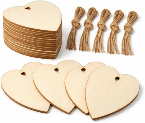 Unfinished Wooden Ornaments with Holes – 3.15 '' 50 Pcs DIY Paintable Wood Craft Decorations for Valentine’s Day, Christmas – Natural Hanging Shapes for Classroom Activities & Handmade Gifts in Saudi Arabia