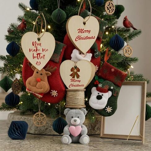 Unfinished Wooden Ornaments with Holes – 3.15 '' 50 Pcs DIY Paintable Wood Craft Decorations for Valentine’s Day, Christmas – Natural Hanging Shapes for Classroom Activities & Handmade Gifts in Saudi Arabia