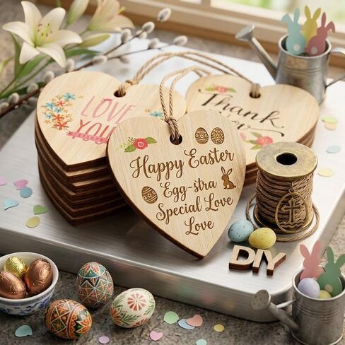 Unfinished Wooden Ornaments with Holes – 3.15 '' 50 Pcs DIY Paintable Wood Craft Decorations for Valentine’s Day, Christmas – Natural Hanging Shapes for Classroom Activities & Handmade Gifts in Saudi Arabia