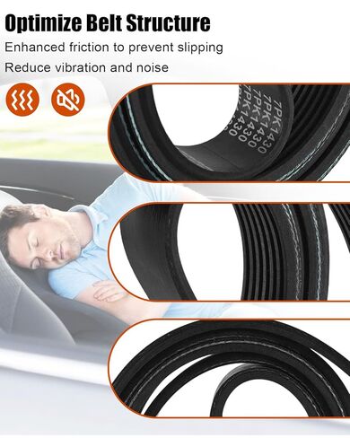 Engine Serpentine Drive Belt Kit Fit for Honda Civic 2016-2024 HRV 2023 2024 Replace 311105BAA02 K070563 1070563 7PK1430, EPDM Rubber V-Ribbed Belts in Kuwait