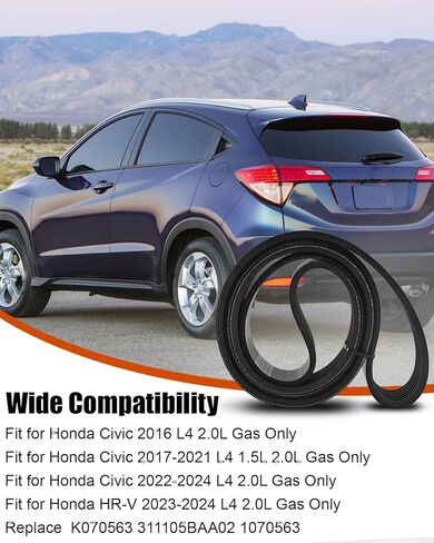 Engine Serpentine Drive Belt Kit Fit for Honda Civic 2016-2024 HRV 2023 2024 Replace 311105BAA02 K070563 1070563 7PK1430, EPDM Rubber V-Ribbed Belts in Kuwait