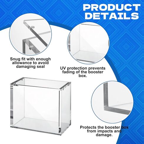 YEXEXINM 3 Pack Booster Box Acrylic Case Stackable Compatible with PKMN Booster Boxes Cases Protector Magnetic 5mm Thick Clear Booster Display Box for Trading Card Collectors in Kuwait