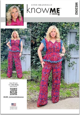 Know Me ME2092Y5 Misses' Peplum Top and Floor Length Pants Sewing Pattern Packet by Lynn Brannelly, Design Code ME2092, Sizes 18-20-22-24-26 in Saudi Arabia