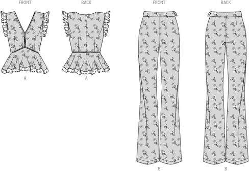 Know Me ME2092Y5 Misses' Peplum Top and Floor Length Pants Sewing Pattern Packet by Lynn Brannelly, Design Code ME2092, Sizes 18-20-22-24-26 in Saudi Arabia