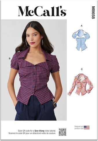 McCall's M8658 Sewing Pattern for Misses' Woven Top with Sleeve Variations in Saudi Arabia