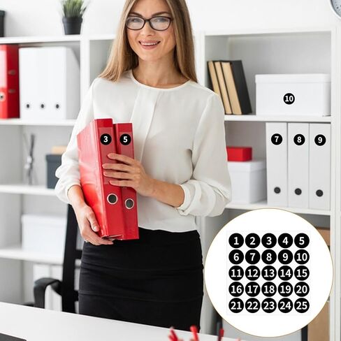 1-25 ملصقًا بأرقام متتالية، 5 أوراق 1.2 بوصة ذاتية اللصق بدائرة صغيرة مرقمة من الفينيل مقاومة للماء لمعدات اللياقة البدنية وصناديق تخزين المخزون وخزائن صندوق الأدوات (أسود) in Kuwait
