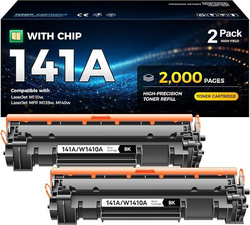 141A Black Toner Cartridge 2-Pack with chip Compatible Replacement for HP 141A 141X W1410A W1410X Toner Works with HP LaserJet MFP M139w M140w M110w M139 M140 M110 Laser Printer M139we M140we M110we in Saudi Arabia