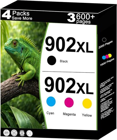 902XL Ink Cartridges Replacement for HP 902 XL Ink Cartridges Combo Pack Work for 6962 6968 6963 6964 6978 6956 6961 6970 6960 6954 6951 6958 6950 6975 Printers with V22.5.1 Chips 4-Pack C / M / Y / K in Saudi Arabia