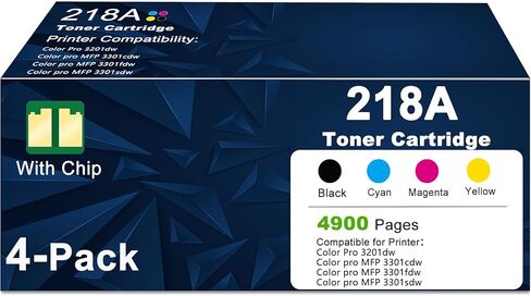 218A Toner Cartridges Combo Pack Compatible Replacement for HP 218A Work for Color Laserjet Pro 3201dw MFP 3301fdw 3301cdw 3301sdw 3201 dw 3301 fdw cdw Printer W2180A 4-Pack Black Cyan Magenta Yellow in Saudi Arabia