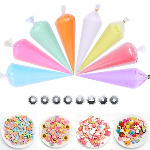 Decoden Cream Glue Kit, 8 Colors 100g Fake Whipped Cream Glue with 40PCS Charms & Tips, DIY Phone Case Craft Kit, Deco Cream for Jewelry Mirror Decoration, Gift for Girls Teens in Saudi Arabia