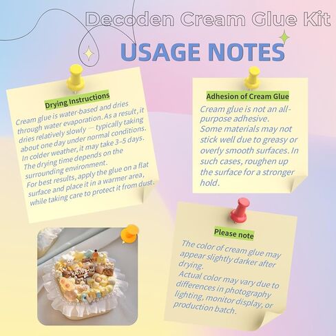 Decoden Cream Glue Kit, 8 Colors 100g Fake Whipped Cream Glue with 40PCS Charms & Tips, DIY Phone Case Craft Kit, Deco Cream for Jewelry Mirror Decoration, Gift for Girls Teens in Saudi Arabia