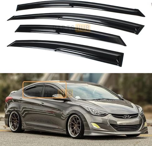 Fits for 2011-2016 Hyundai Elantra KDM Wavy Mugen Style Window Visors Rain Guard Deflectors in Kuwait