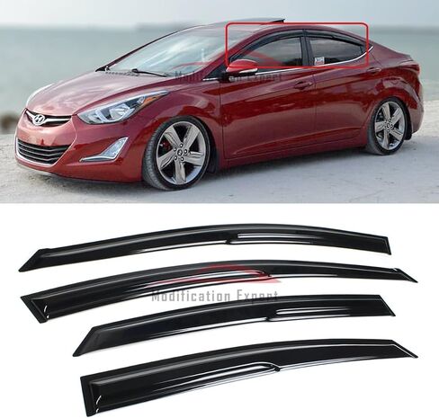 Fits for 2011-2016 Hyundai Elantra KDM Wavy Mugen Style Window Visors Rain Guard Deflectors in Kuwait
