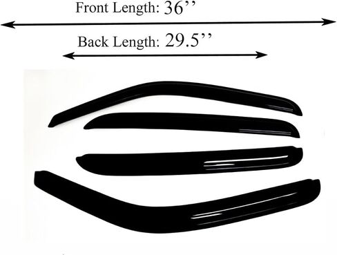 Fits Cadillac Escalade EXT 2000 2001 2002 2003 2004 2005 2006 Side Window Visor Sun Rain Deflector Guard, Premier 2mm Thick, Tape On Outside, Wind Deflector Set of 4 in Kuwait