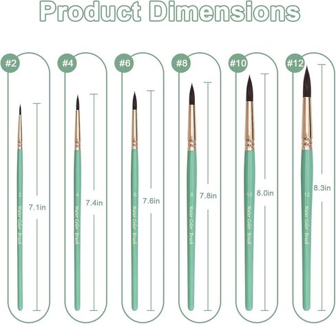 Round Pointed Tip Paint Brushes Set, 6 Pcs Artist Paint Brushes for Acrylic Oil Watercolor Gouache Painting, Inks in Saudi Arabia