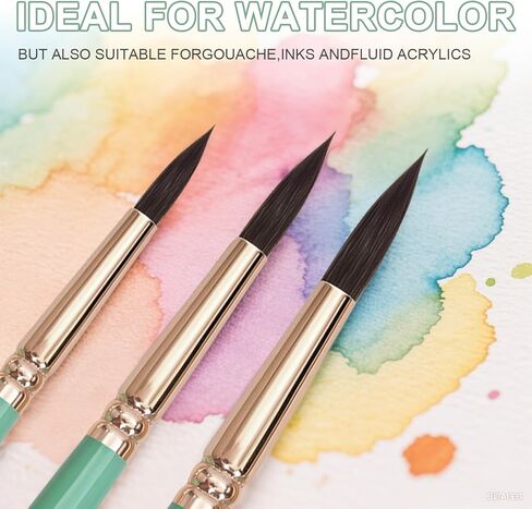 Round Pointed Tip Paint Brushes Set, 6 Pcs Artist Paint Brushes for Acrylic Oil Watercolor Gouache Painting, Inks in Saudi Arabia