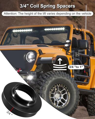 3/4 Inch Coil Spring Spacers Fit for Jeep Wrangler TJ 1997-2006, Front and Rear Coil Spring Boosters Spacers, 0.75 Spring Spacer 3/4-1, 2PCS in Saudi Arabia