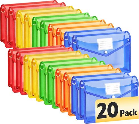 AZEN 12 Pack Plastic Expanding File Folder, Plastic Envelopes with Snap Closure for Documents, Accordion Folder Organizer for File Folder, No Dividers, Fit Letter/A4 Size in Saudi Arabia