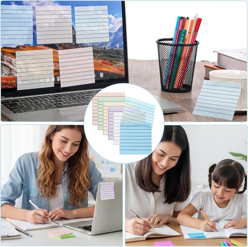 300 Sheets Transparent Sticky Notes Clear Translucent Lined 3x3 Inch 6 Pack Clear Sticky Notes Reminder Tabs with Line Colorful Lined Post Note Reminder Tabs for Office Home College Meeting in Kuwait