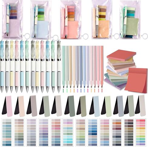 72 Pcs Book Annotation Kit,Book Lover Gifts with Index Tabs Stick Notes Ballpoint Pen Heart Bookmarks Clear Bags for Reading Bookish Gifts (C Set（72 Piece）) in Saudi Arabia