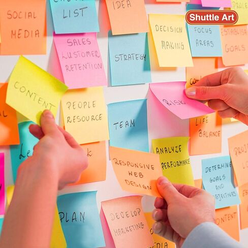 Sticky Notes, Shuttle Art 60 Pads Bright Stickies, 6 Assorted Colors, 3x3 Inches, 100 Sheets/Pad Sticky Pads for Home, School, Office in Kuwait