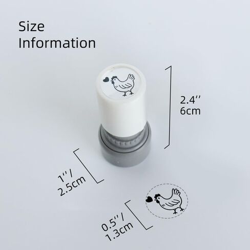 Hen Chicken with Heart Pre-Inked Stamp, Mini Animal Icon for Planner, Notes, Scrapbook, Labeling and Decoration, Compact Self Inking Design, 0.5'' x 0.5'' Impression Size in Saudi Arabia