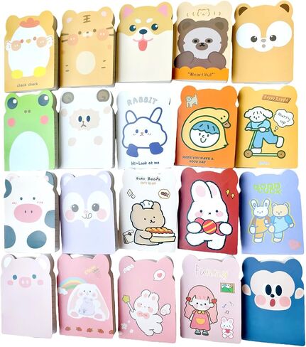 100 Packs Mini Notebooks for School Mini Cute Animal Notebooks Mini Notebooks Bulk for Office Birthday Party Favors Classroom prizes College Ruled Pages(Cartoon Animals) in Saudi Arabia