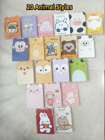 100 Packs Mini Notebooks for School Mini Cute Animal Notebooks Mini Notebooks Bulk for Office Birthday Party Favors Classroom prizes College Ruled Pages(Cartoon Animals) in Saudi Arabia
