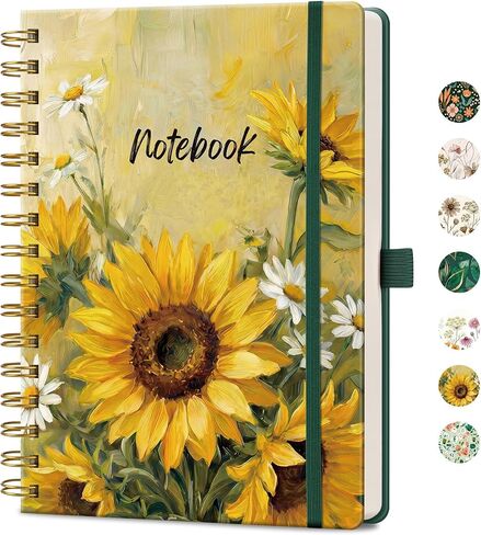 AHGXG Spiral Journal Notebook, 160 Lined Pages, A5 Medium Size (5.7'' x 8.3''), for Women, Journaling, Writing, Work & Office, Hardcover, 100 GSM Thick Paper (Emerald Bloom) in Saudi Arabia