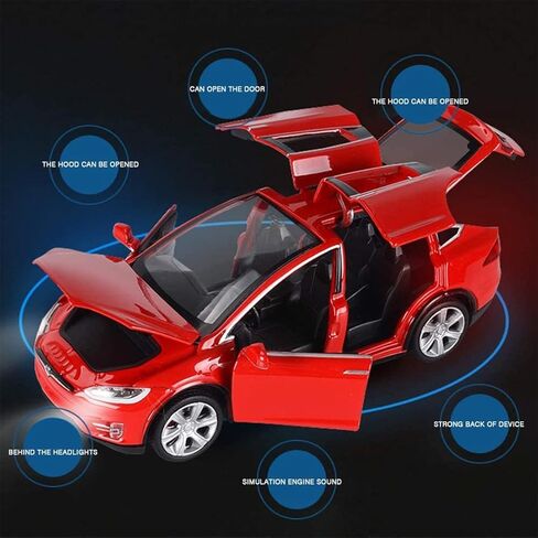 gidoyi Toy Car Model X, Pull Back Car Toys Alloy Vehicles with Lights and Sound 1:32 Scale Model Car (Red) in Saudi Arabia