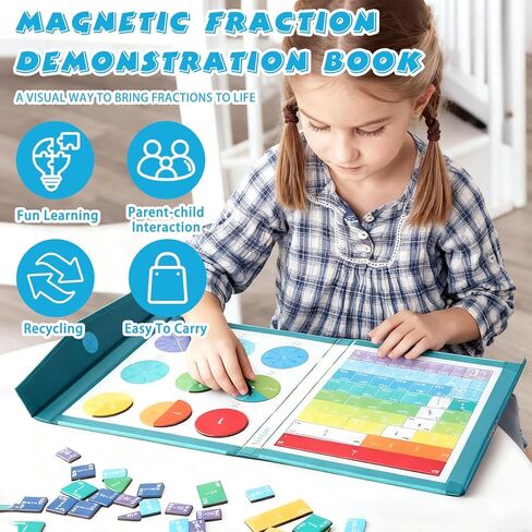 2026 New Magnetic Fraction Demonstration Book, Magnetic Fraction Tiles & Fraction Circles Set, Fraction Magnets for Teaching, A Hands-On Visual Fraction Learning Set in Kuwait
