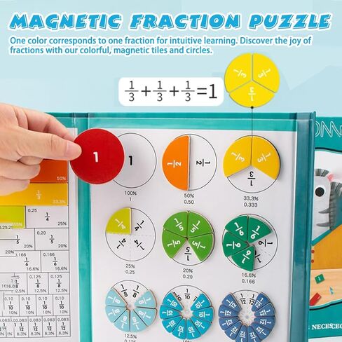 2026 New Magnetic Fraction Demonstration Book, Magnetic Fraction Tiles & Fraction Circles Set, Fraction Magnets for Teaching, A Hands-On Visual Fraction Learning Set in Kuwait