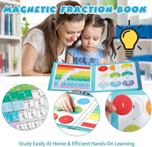 2026 New Magnetic Fraction Demonstration Book, Magnetic Fraction Tiles & Fraction Circles Set, Fraction Magnets for Teaching, A Hands-On Visual Fraction Learning Set in Kuwait