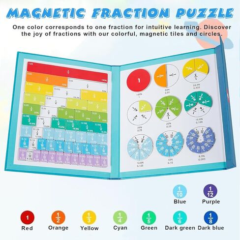 2026 New Magnetic Fraction Demonstration Book, Magnetic Fraction Tiles & Fraction Circles Set, Fraction Magnets for Teaching, A Hands-On Visual Fraction Learning Set in Kuwait