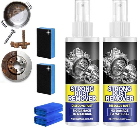 Rust Remover Spray for Metal, 2PCS Multipurpose Rust Stain Remover, 2026 New Upgrade Heavy Duty Metal Cleaner, Fast-Acting Iron Out Cleaner for Vehicles, Tools, Chains in Saudi Arabia