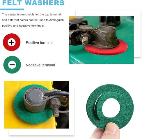 Battery Terminal Cleaner Kit, Metal Battery Wire Brushes with 12 Anti-Corrosion Fiber Washers, Universal Automotive Post Terminal Cleaning Brush Accessories for Marine Boat in Kuwait