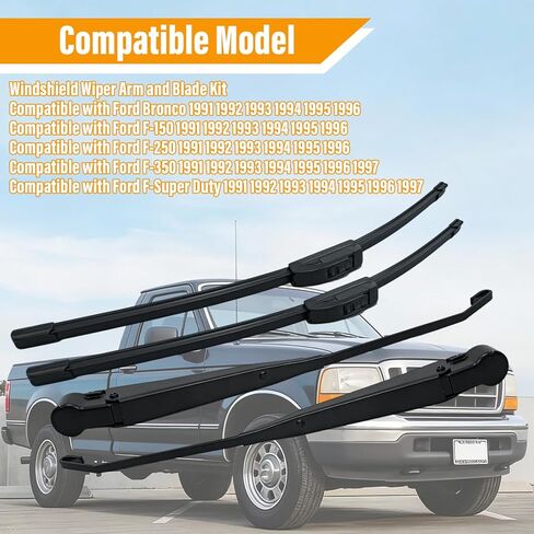 Front Windshield Wiper Arm and Blade Kit F1TZ17526AA Compatible with Ford F-150 F-250 1991-1996 Compatible with Ford F-350 1991-1997 Compatible with Ford Bronco 1991-1996 F4TZ17526A 42631（4 PCS） in Saudi Arabia