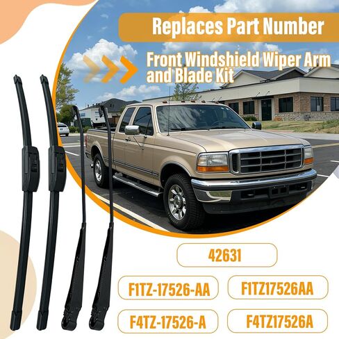 Front Windshield Wiper Arm and Blade Kit F1TZ17526AA Compatible with Ford F-150 F-250 1991-1996 Compatible with Ford F-350 1991-1997 Compatible with Ford Bronco 1991-1996 F4TZ17526A 42631（4 PCS） in Saudi Arabia