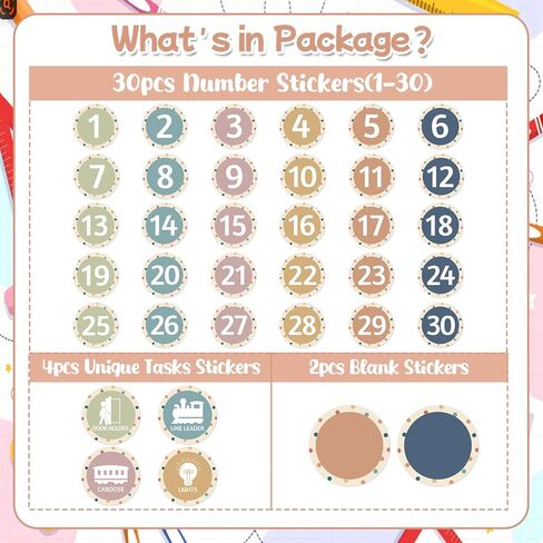 Boho Number Stickers for Classroom, 36pcs Line Up Spots Stickers for Classroom Floor, Waterproof Numbers Sticker Markers for Preschool Kindergarten Elementary Back to School Teacher Supply in Saudi Arabia