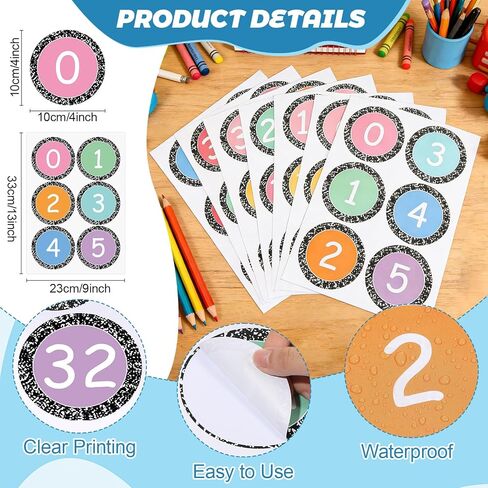 144Pcs Composition Notebook Classroom Floor Stickers Number Stickers Large Line up Number Marker Decals for Office Classroom Back to School Kindergarten Elementary Preschool Floor Party Supplies in Saudi Arabia