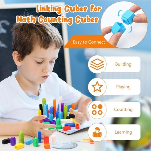 100 Pcs White Linking Cubes for Math Counting Cubes Manipulatives Plastic Counting Block Manipulative Classroom Learning Supplies for Educational Preschool Activities Boy Girl (White) in Saudi Arabia