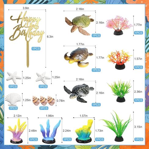 17PCS Turtle Cake Topper Turtle Cake Decorations for Kids Party Baby Shower Supplise in Saudi Arabia