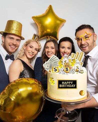 10PCS Money Theme Cupcake Toppers – Happy Birthday Dollar Bill Sign Cake Decorations for Party, Wedding, Baby Shower & Holiday Celebrations Halloween Thanksgiving Christmas Decor in Saudi Arabia