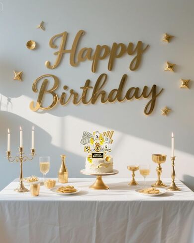 10PCS Money Theme Cupcake Toppers – Happy Birthday Dollar Bill Sign Cake Decorations for Party, Wedding, Baby Shower & Holiday Celebrations Halloween Thanksgiving Christmas Decor in Saudi Arabia