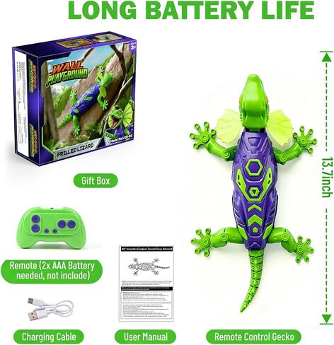 Remote Control Wall Climbing Gecko: Gravity Defying RC Lizard Toy for Kids - Type-C Rechargeable, 30-Min Playtime Realistic S-Shaped Walking Prank Animal for Boys Age 4-12 Birthday Gift in Saudi Arabia